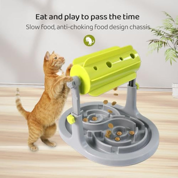 Interactive Dog Cat Food Puzzle Toy Slow Feeder Pet Bowl Treat Boredom Dispensing Slow Feeder Anxiety IQ Training In Smart Feeding And Adjustable Height For Small Medium Dogs