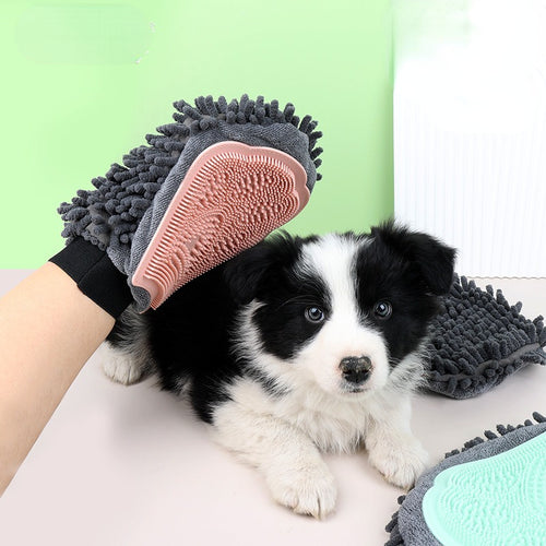 2-in-1 Pet Bath Glove – Brush & Towel