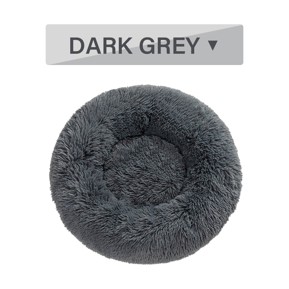 Zippered Fluffy Donut Dog Bed Warm Soft Long Plush Pet Cushion Dog House Cat Bed Washable Pet Sofa Mat Calming Small Large Dog Beds